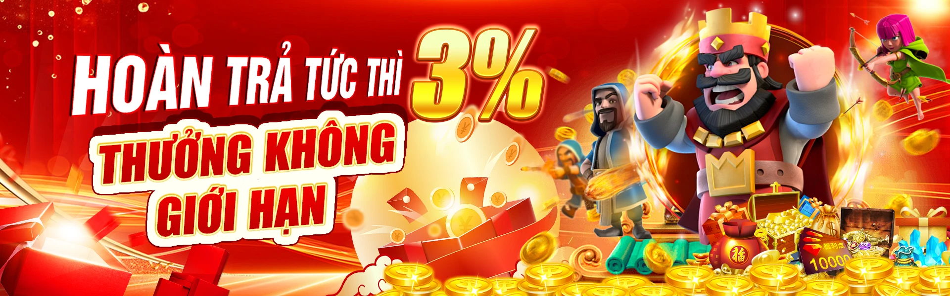 Banner hoàn trả tức thì 3% U888